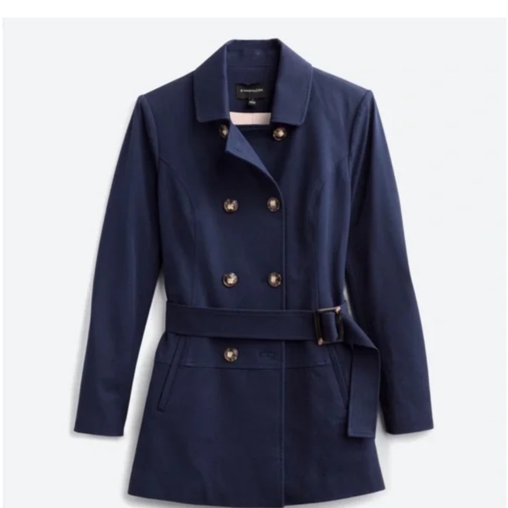 NWOT 41 Hawthorn x Stitch Fix Classic Navy Trench Coat Jacket Preppy Spring